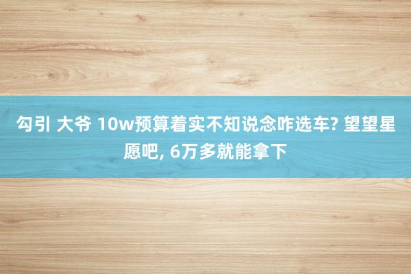 勾引 大爷 10w预算着实不知说念咋选车? 望望星愿吧， 6万多就能拿下