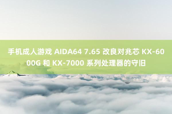 手机成人游戏 AIDA64 7.65 改良对兆芯 KX-6000G 和 KX-7000 系列处理器的